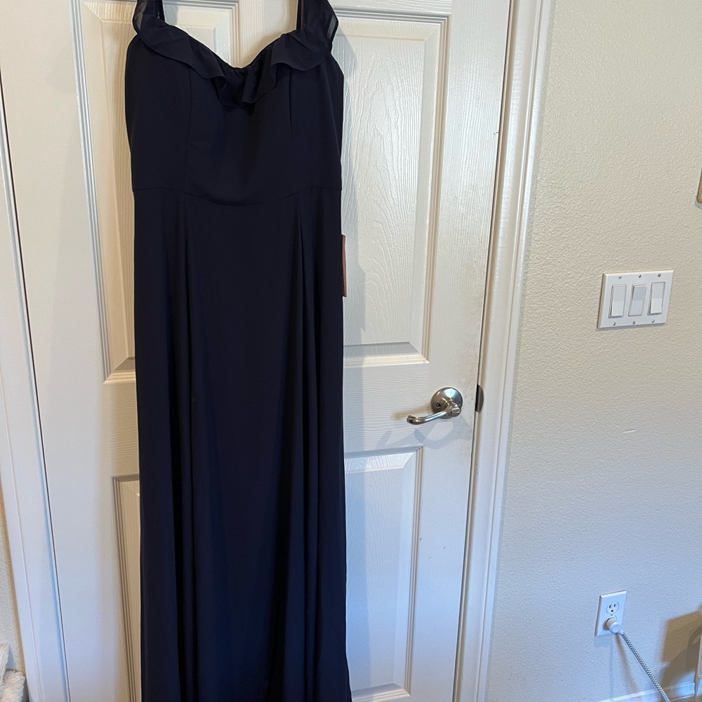 BHLN, NWTs, Bridesmaid dress, Elegant Dark Blue Maxi Dress, Size 12